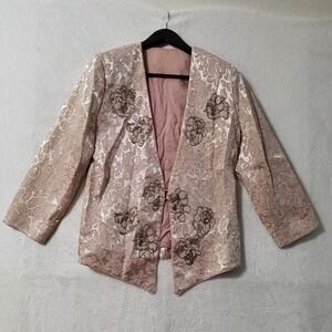 Miss Elliette Embellished Floral Brocade Jacket Party Evening Coat  Women Size M